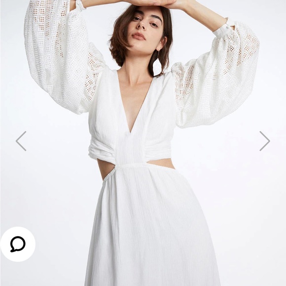 NWT Urban Revivo White Cut Out Ruffle Hem Dress - size Small - Picture 6 of 7